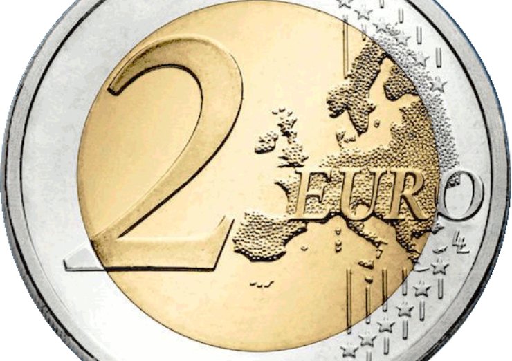 La moneta con la mappa dell'Europa