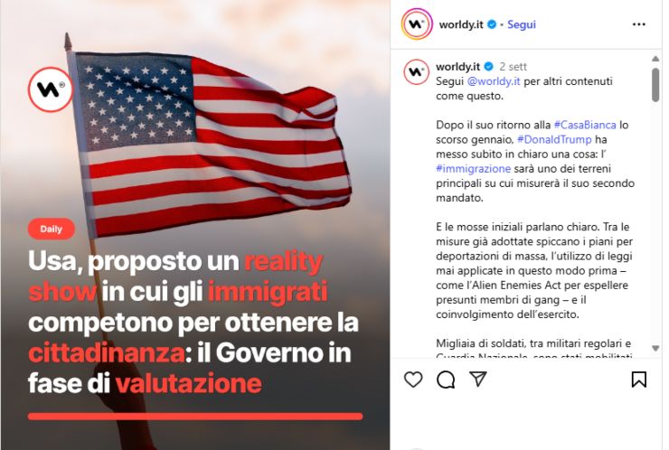 Trump vuole assegnare la cittadinanza USA con un reality